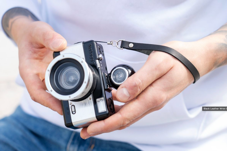 Black Leather Wrist Strap
