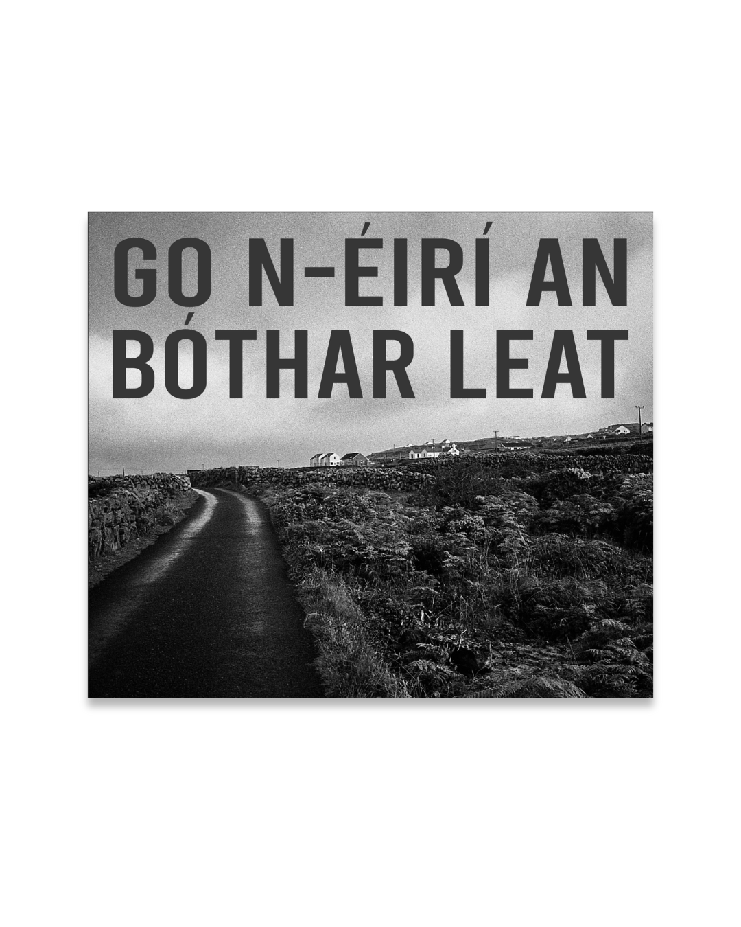 Road leading into the distance with text overlay on a white background