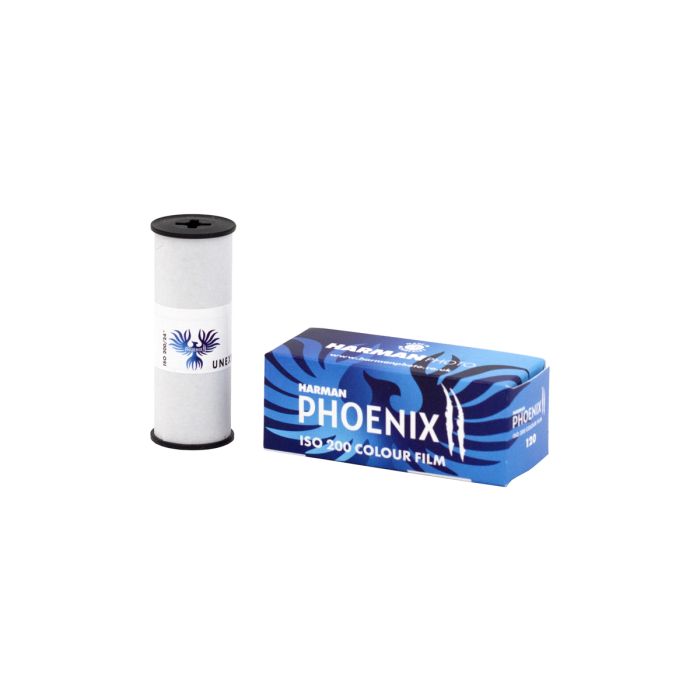 Harman Phoenix 135-280 color film canister and packaging on a white background