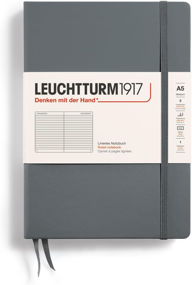 Leuchtturm Notebook Medium (A5), Hardcover, ruled