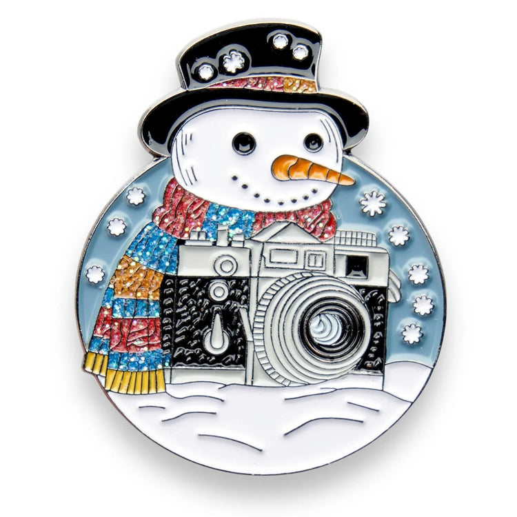 Snowman Photographer Enamel Pin