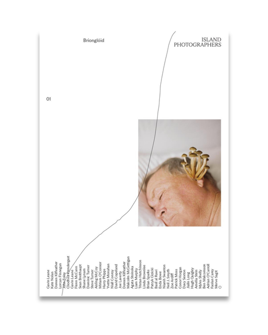 Poster with a photograph of a person with a plant on their head and text at the bottom.