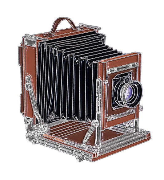 Wooden Large Format Camera Novelty Pin