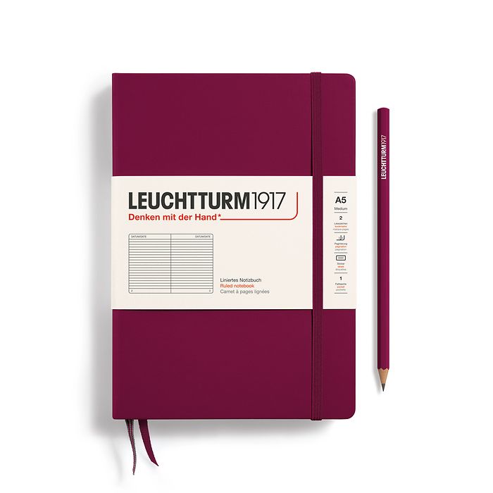 Leuchtturm1917 A5 Hardcover Ruled Notebook-Port Red